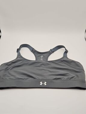 Under Armour Gray Racerback Sports Bra with White Logo UA 14"